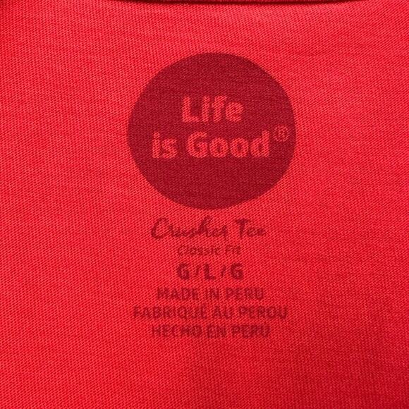 Life Is Good Top Women Large Red Crusher Tee Classic Fit Snowflake Heart Holiday - Picture 7 of 12